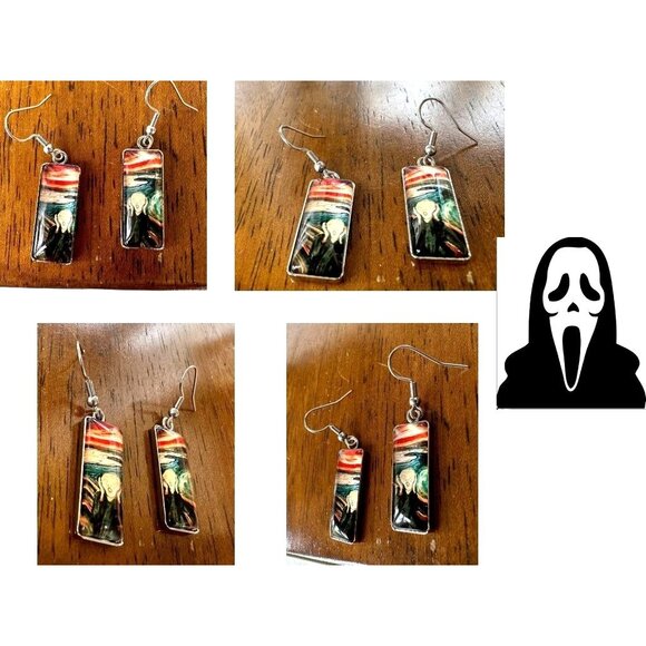 New The Scream Earrings Dangle Art to Wear Abstract Edward Munch Artist Handmade - Picture 11 of 12
